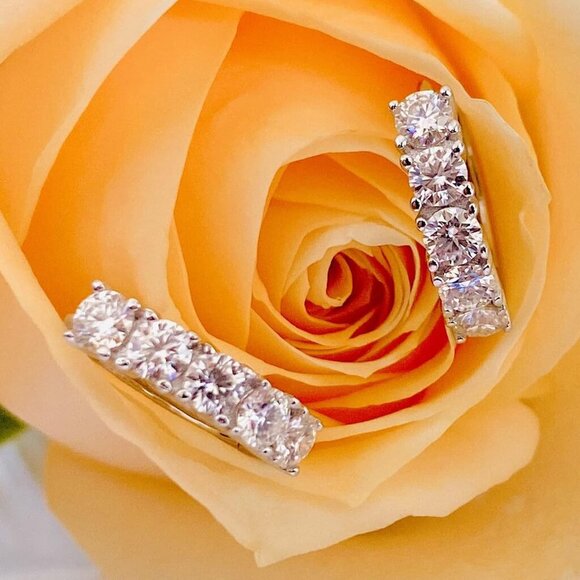 Sterling Silver Moissanite Huggie Hoop Earrings for Women, 1ct, 1/2in, Hypoaller